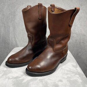 Red Wing Pecos Leather Pull-On Soft Toe Boots Mens Size 9D Brown USA Made 1114